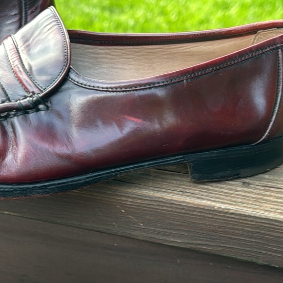 Bally Burgundy Loafers Slip On Size 10M Men's Made in Italy - Picture 7 of 11